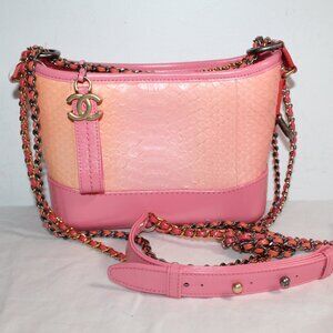 Chanel Chain Strap Hobo Snakeskin Gabrielle Handbag Shoulder Bag Crossbody